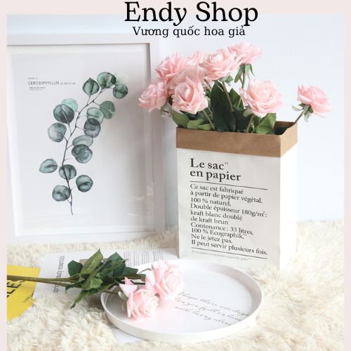Hoa hồng giả cánh xoăn 47cm hoa giả trang trí nhà cửa, quán cafe, decor phòng khách, phụ kiện chụp ảnh - Endy Shop