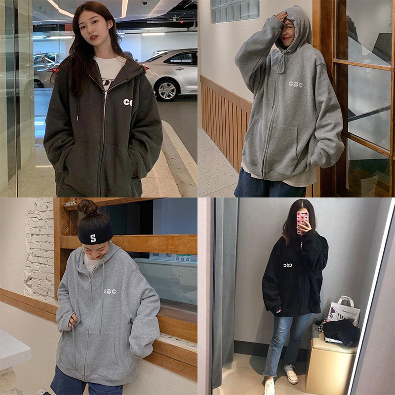 Áo khoác nữ tay dài có nón khóa kéo thời trang