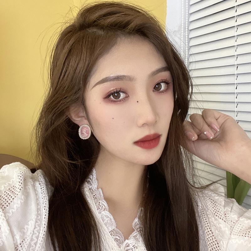 Khuyên tai kẹp không bấm lỗ chốt cố định K178 bằng hợp kim mạ vàng hình elip đính hạt trai dáng ngắn Leous Accessories