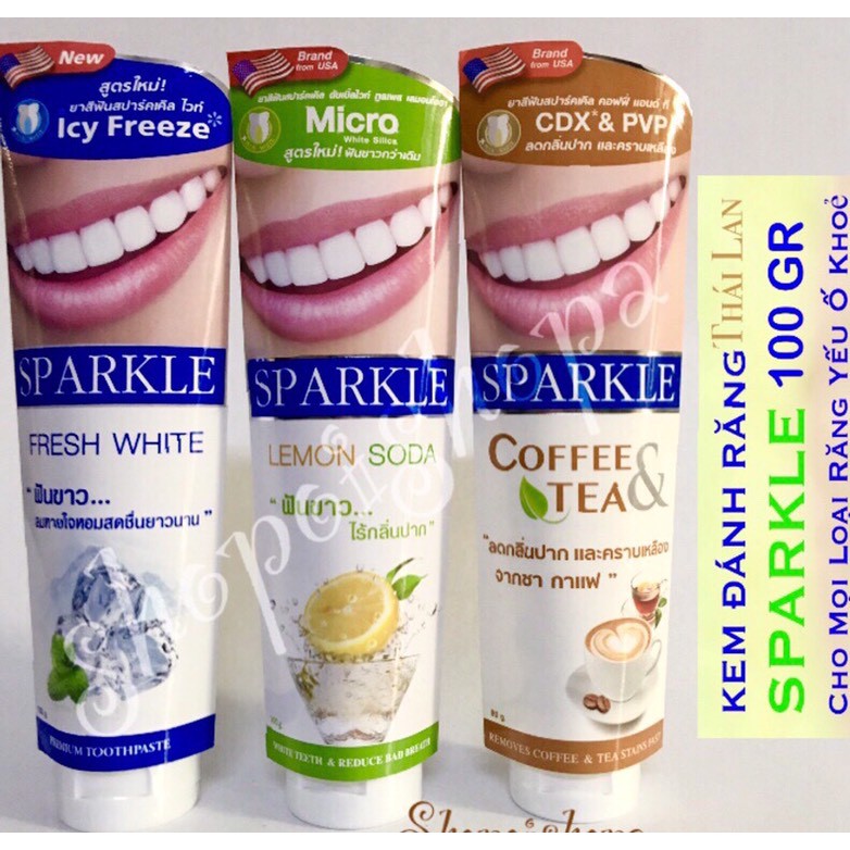 KEM ĐÁNH RĂNG SPARKLE 100G THÁI LAN SIÊU TRẮNG RĂNG