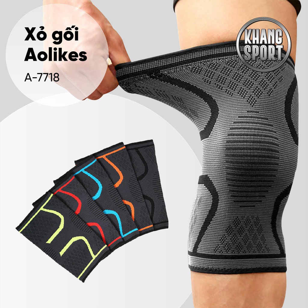 Xỏ Gối Aolikes A-7718 | Bảo Vệ Gối Đàn Hồi, Bảo Vệ Khớp Tập Tập Gym, Thể Thao Chính Hãng Cao Cấp