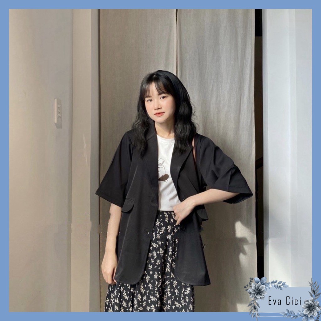 {EVACICI} Blazer NGẮN TAY 1 lớp ulzzang, áo khoác Blazer kiểu vest 1 lớp CỘC TAY 3 màu HOT HIT