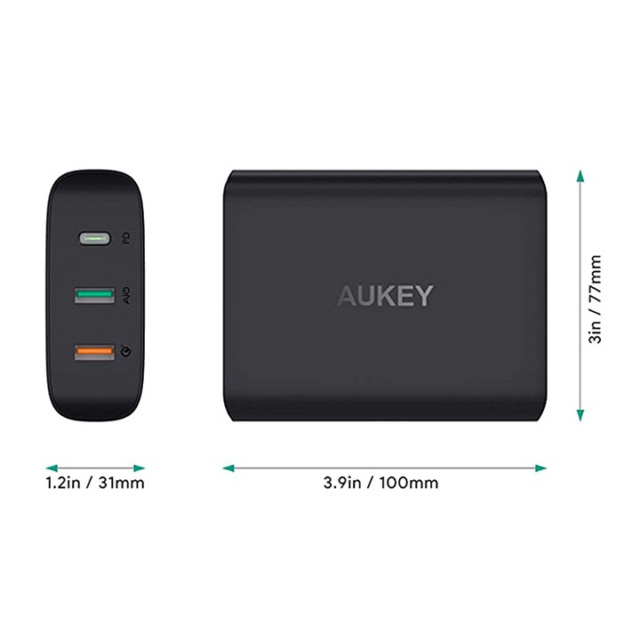 Củ sạc nhanh 3 cổng 74.5W PD 3.0 QC3.0 Aukey PA-Y13 / PA-Y10