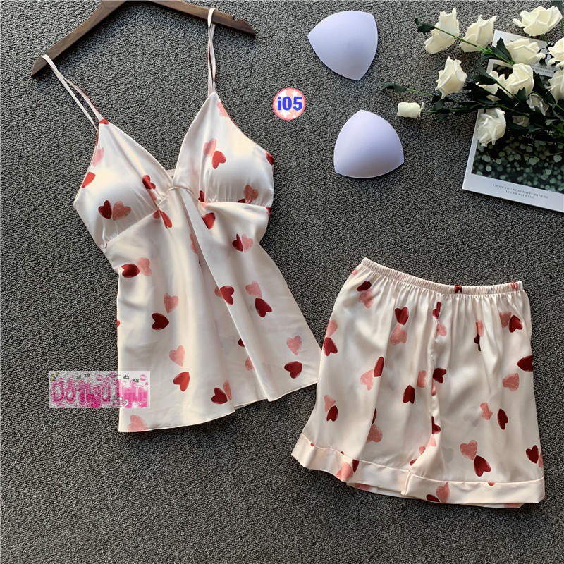 Bộ Lụa 2 dây, Có Lót ngực, dây điều chỉnh I05 | BigBuy360 - bigbuy360.vn