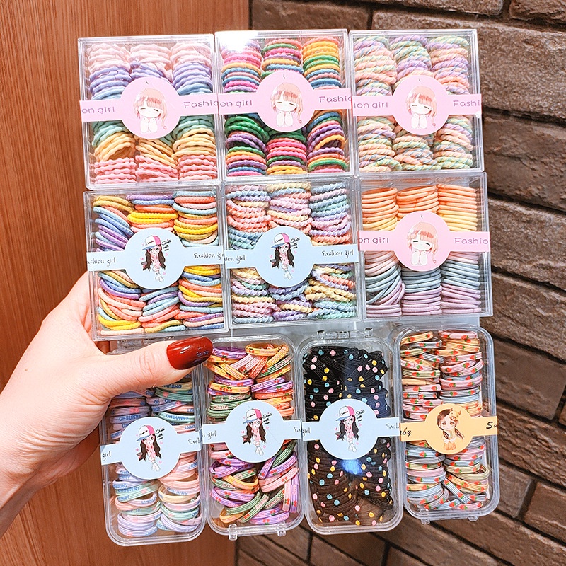 Set 60 và 100 cột tóc dày chắc chắn nhiều màu sắc dây thun có hộp