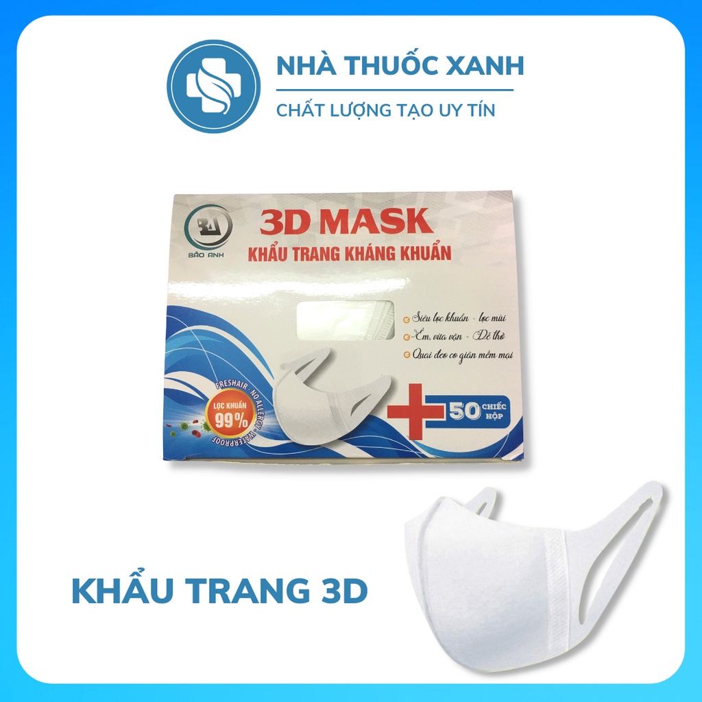 [Trẻ em] Khẩu trang 3D Bảo Anh dành công nghệ Nhật Bản chống bụi cao cấp, hộp 50 cái