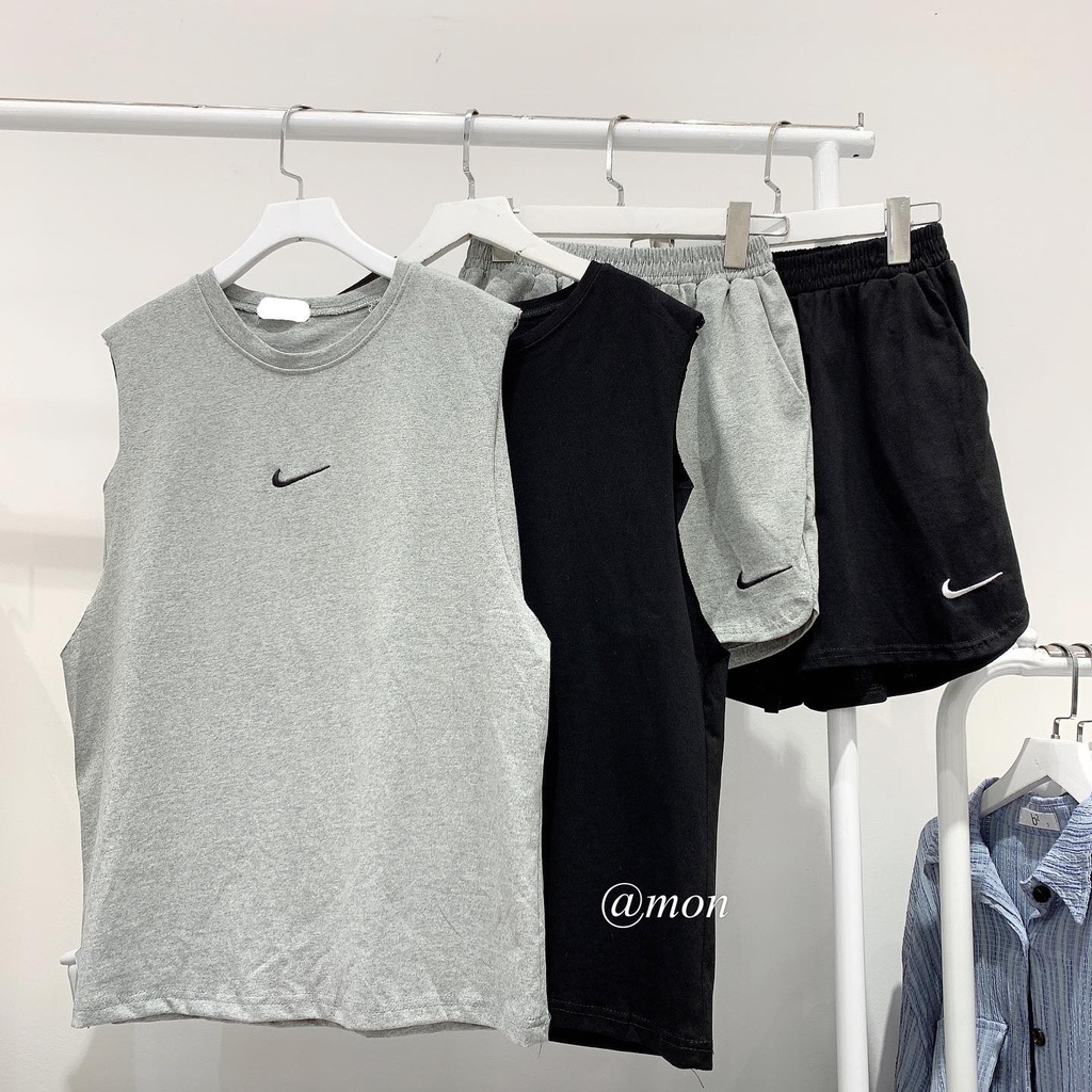 2101626 Set bộ quần áo tank top và quần short cotton mát 3 màu freesize