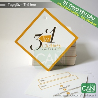 500c In theo yêu cầu Tag Thẻ Giấy vuông thoi 5x5cm Tem treo quần áo