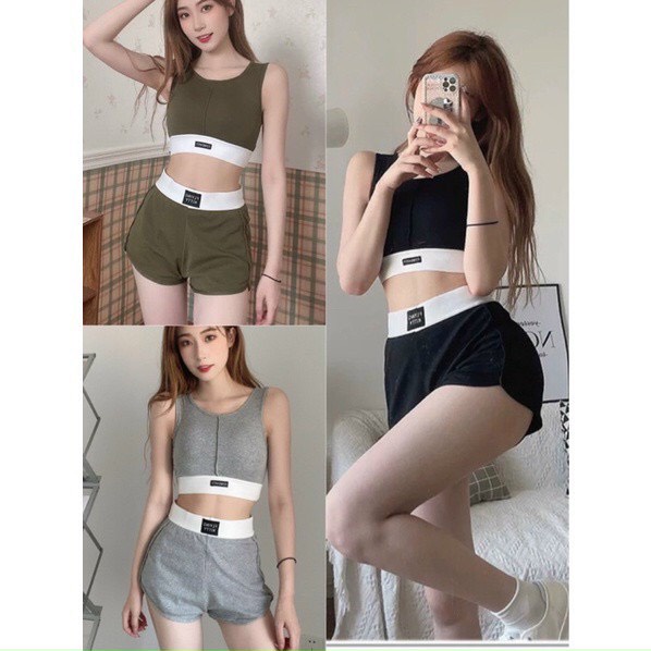 Mẫu mới, Bộ tập đùi tập thể thao, yoga, erobic kèm đệm ngực MS9888