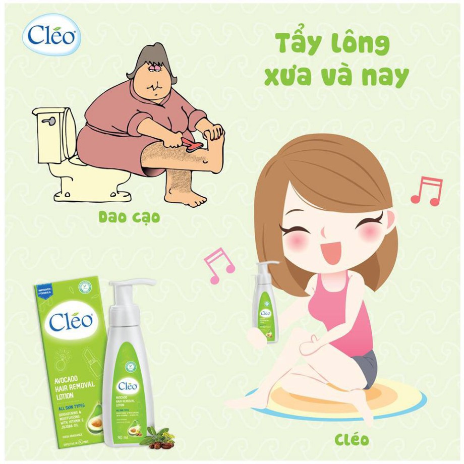 Lotion Tẩy Lông Cleo Avocado Hair Removal Lotion All Skin Types 90ml