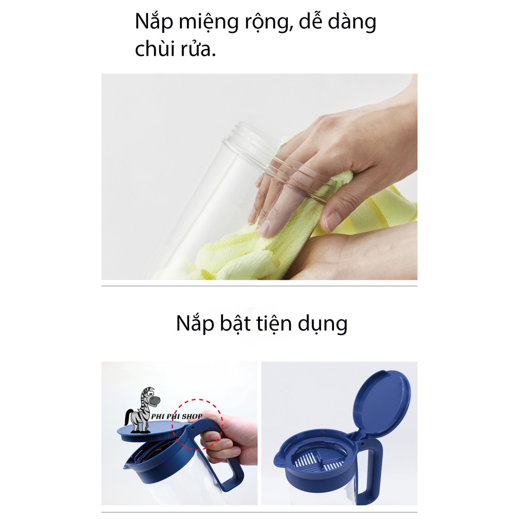 Bình nước thủy tinh LocknLock có quai cầm LLG619 dung tích 1.3L