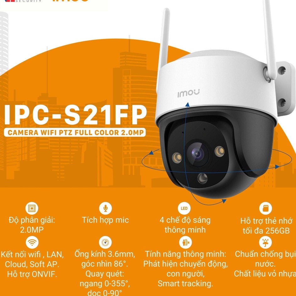 Camera WIFI ngoài trời xoay 360 độ, có màu đêm IMOU CRUISER SE S21FP 2MP/ S41FP 4MP hàng chính hãng