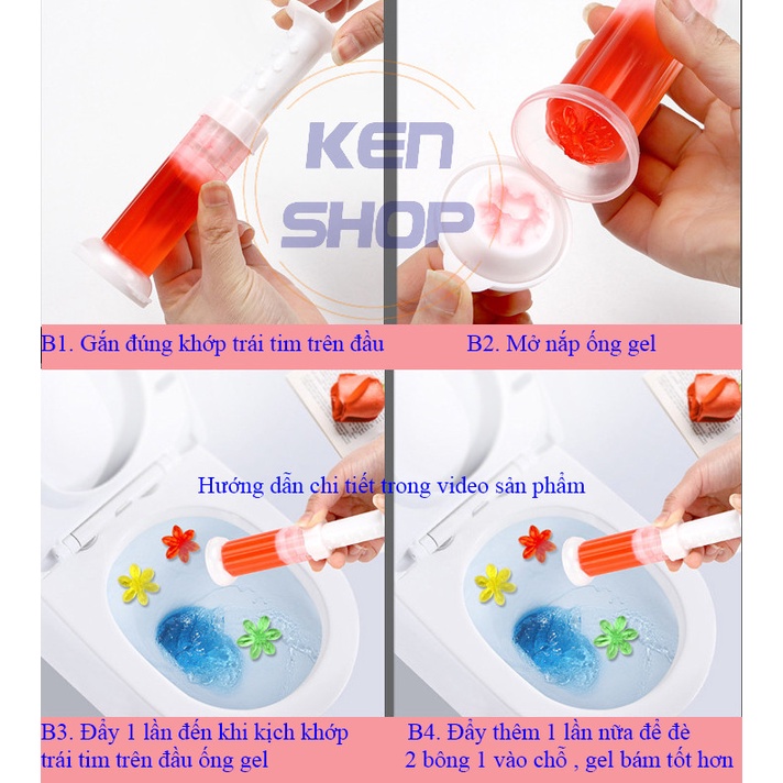 Gel thơm toilet KHỬ TRÙNG, KHỬ MÙI bồn cầu, bắn ra hình bông hoa với 6 loại hương thơm dễ chịu