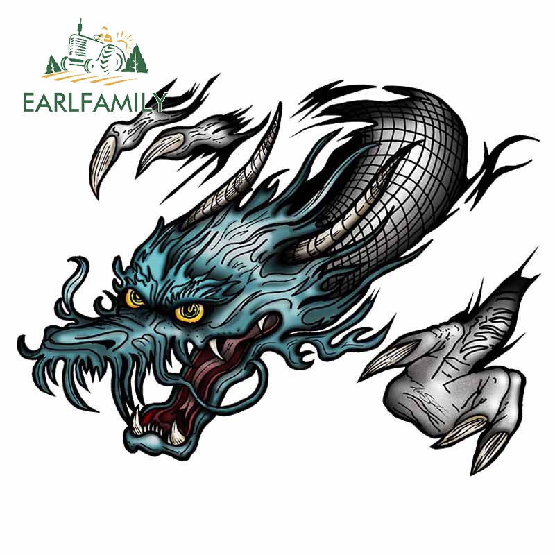 Earlfamily Đề Can vinyl Dán Xe Hơi / Xe Máy Hình Rồng soar Cá Tính Chống Trầy Xước 13Cmx10.2Cm