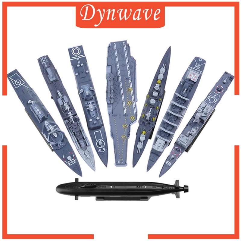 Set 8 mô hình tàu chiến 4D chưa lắp ráp tỉ lệ 1:144 trang trí nhà cửa tiện dụng