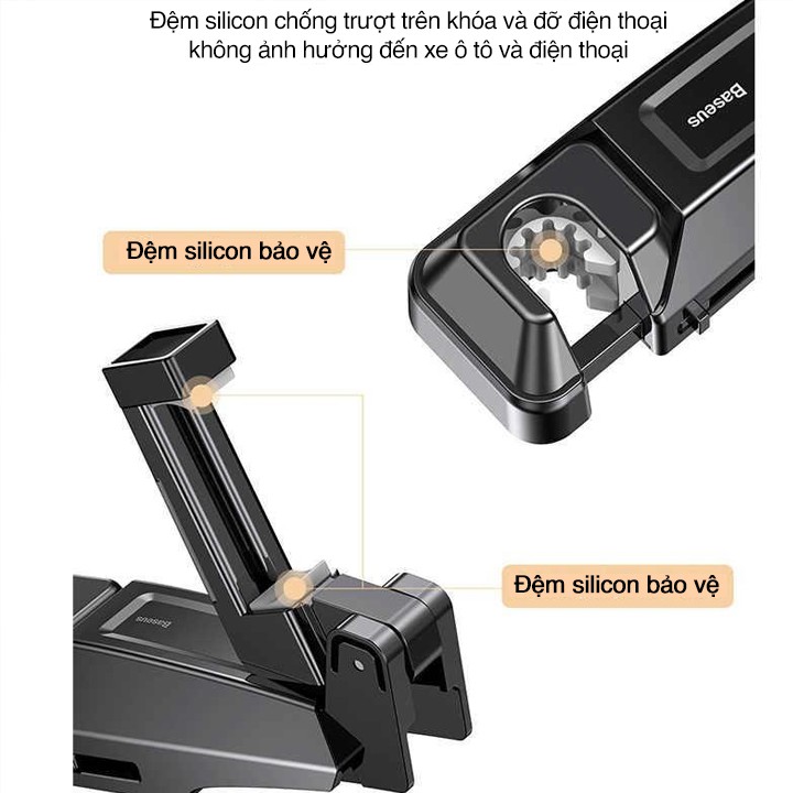 Giá đỡ điện thoại Baseus Back Seat Hook Mobile Phone Holder gắn sau ghế xe ôtô kiêm móc treo đồ đa năng chịu lực