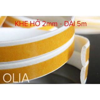 5 mét-9x2mm-Ron Cao Su Dán Khe Hở Cửa Cách Âm Ngăn Bụi Muỗi-TRẮNG-Gioăng dán cửa cao su OLIA