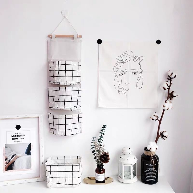 Túi vải canvas treo tường 3 tầng nhiều ngăn đựng đồ cá nhân đa năng tiện dụng DOVOHA TV18