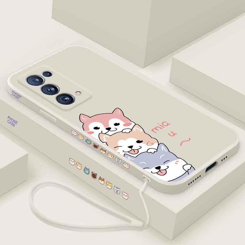 Ốp Điện Thoại Silicon Họa Tiết Hoạt Hình Kèm Dây Đeo Cho oppo reno 4 reno 5 reno 6 reno2 f reno 3