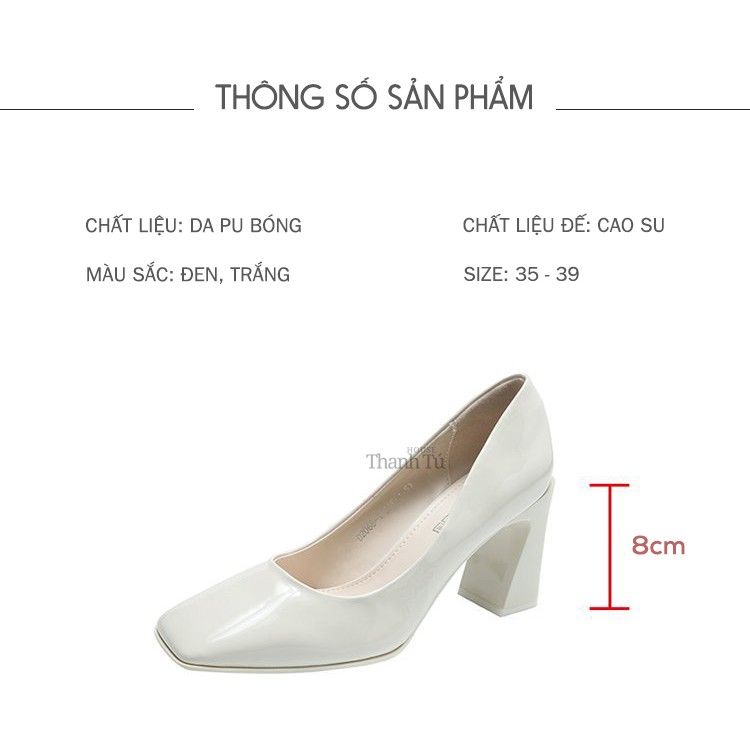 Giày Cao Gót Nữ Mũi Vuông Thời Trang Dáng Basic Cao 8cm - GD009