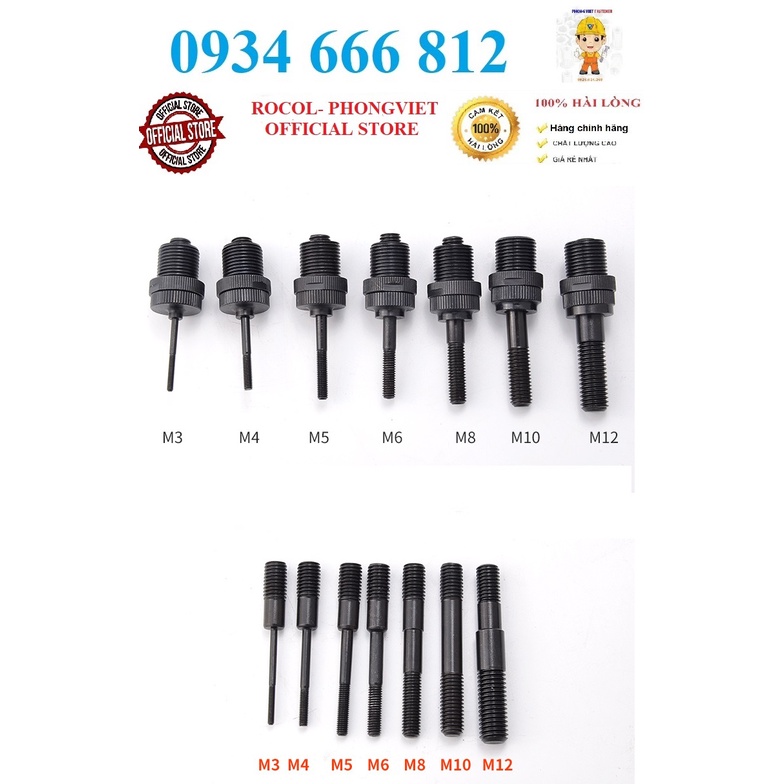 1 bộ đầu rút ốc của máy rút ốc bằng khí của ROCOL 0310 0312