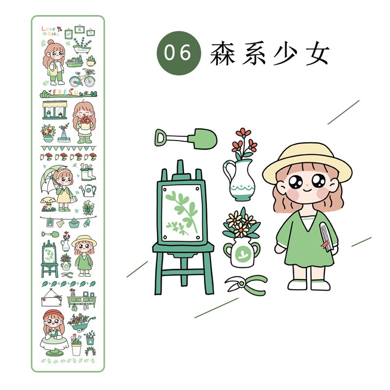 Set nhãn dán Sticker Cô Gái Năng Động nhiều màu sắc