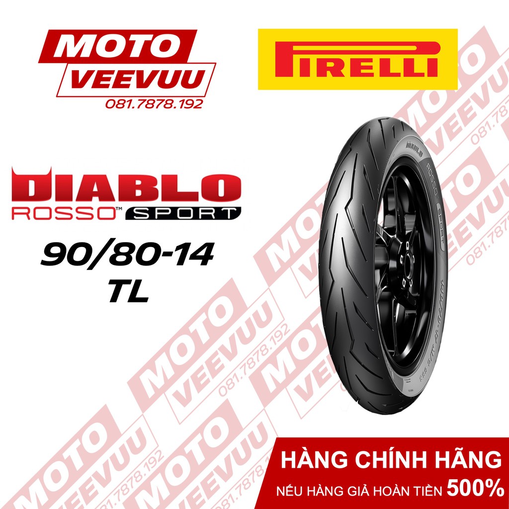 Vỏ lốp xe máy Pirelli 90/80-14 TL Diablo Rosso Sport (Lốp không ruột)