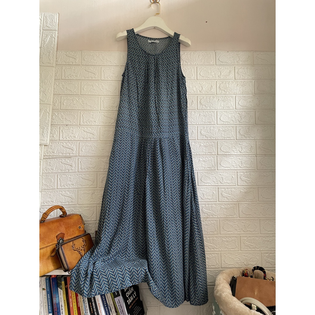 Đầm lanh chữ A dáng dài maxi