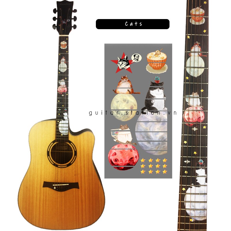 Miếng Dán Cần Đàn Guitar Ukulele Giả Khảm Mẫu 2020 – Sticker Inlay Guitar