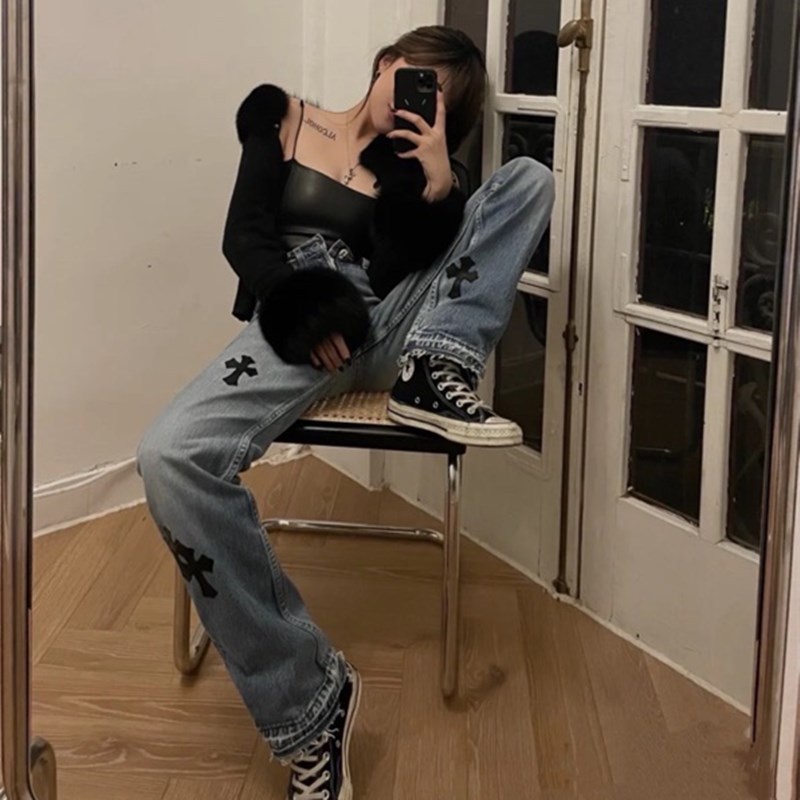 Quần Jean Dài Dáng Ôm Màu Xanh Dương Đen 21s Thời Trang Thu Đông Cho Nam Và Nữ