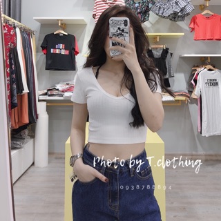 Tclothing - Áo Croptop Cho Nữ Cổ Tim - ẢNH CHÍNH CHỦ