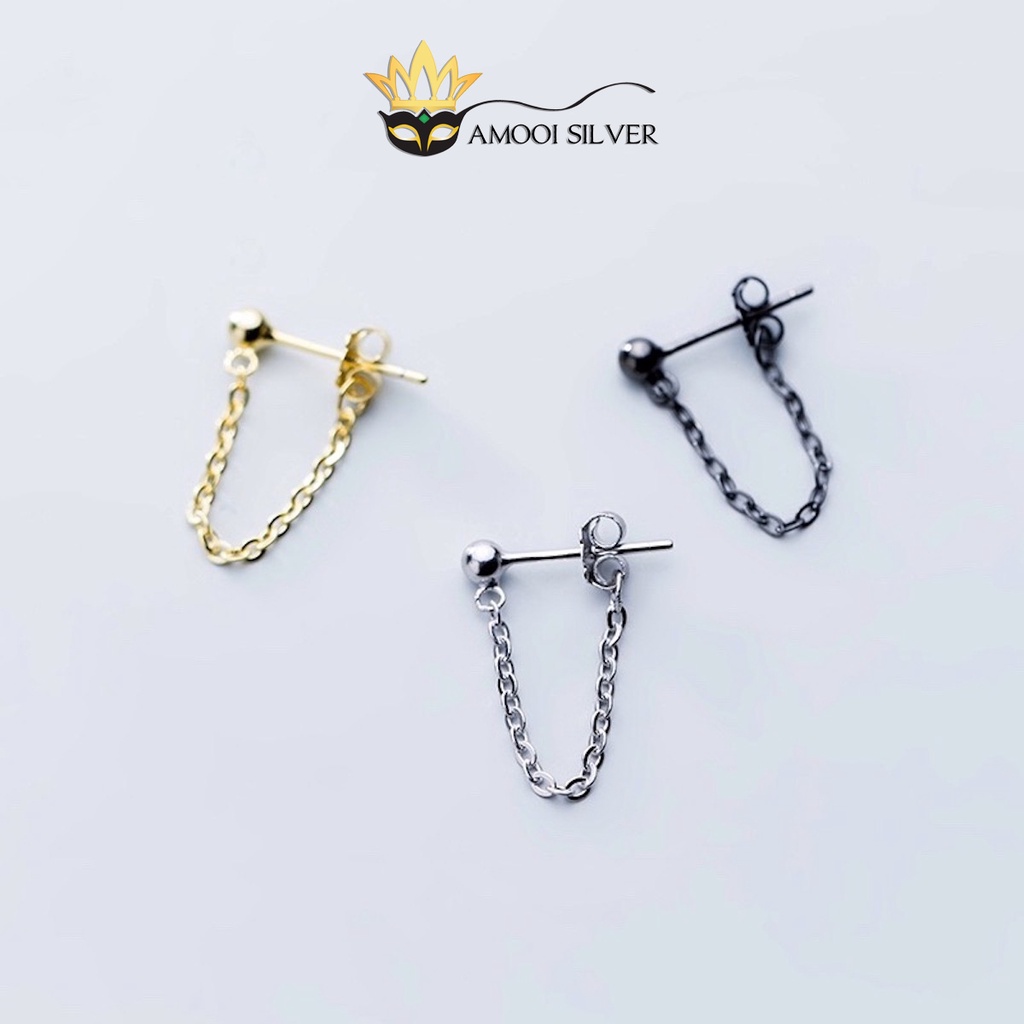 Bông tai bạc S925 móc sau basic - Amooi Silver AB194