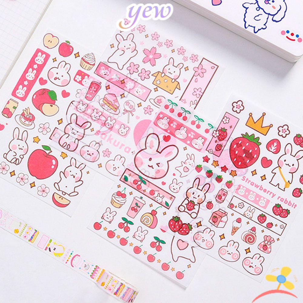 ♕YEW♕ Girls Sticky Scrapbooking Cute Sticker Decorative Stickers DIY Kawaii Planner Diary kids 4 Sheets/Set
