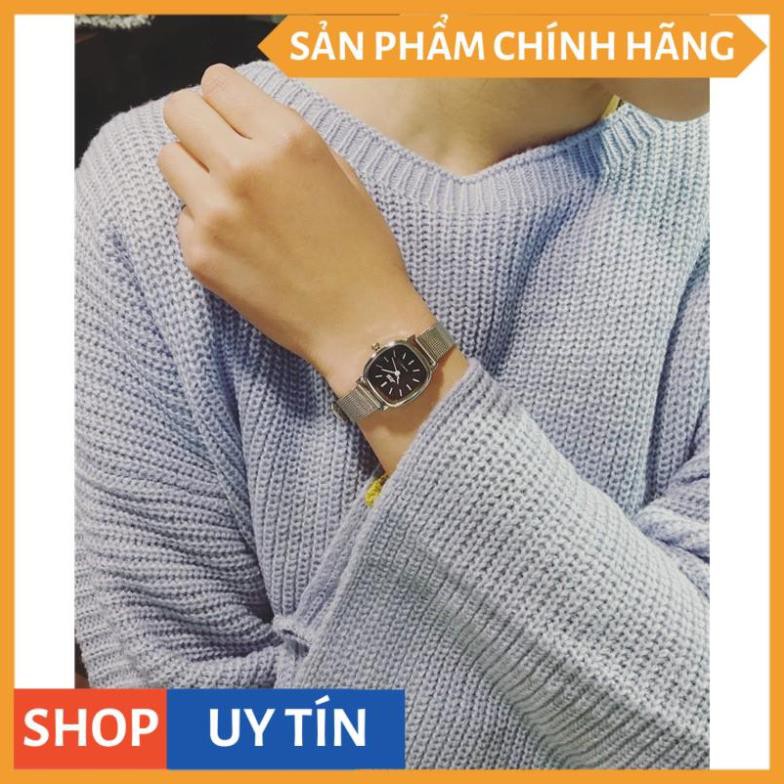 Đồng hồ nữ Jis dây kim loại mặt vuông nhỏ xinh 26mm