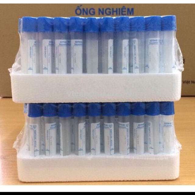 Ống nghiệm chống đông EDTA nắp xanh 100 ống