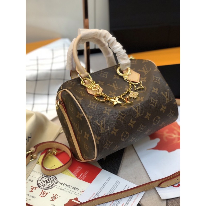 Túi trống super mini hoa nâu size 20cm