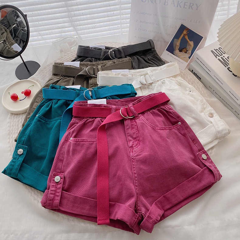Jiashucheng Quần Short Denim Lưng Cao Dáng Chữ a Ống Rộng Thời Trang Mùa Hè Mới Cho Nữ