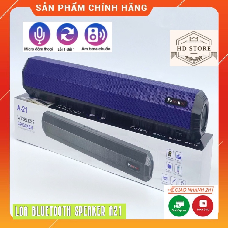 Loa Bluetooth A21 , Âm Thanh Cực Hay , Thiết Kế Bo Tròn 2 Đầu , Dễ Dàng Sử Dụng , Hỗ Trợ Cắm Thẻ Nhớ . Bảo Hành 12 Tháng