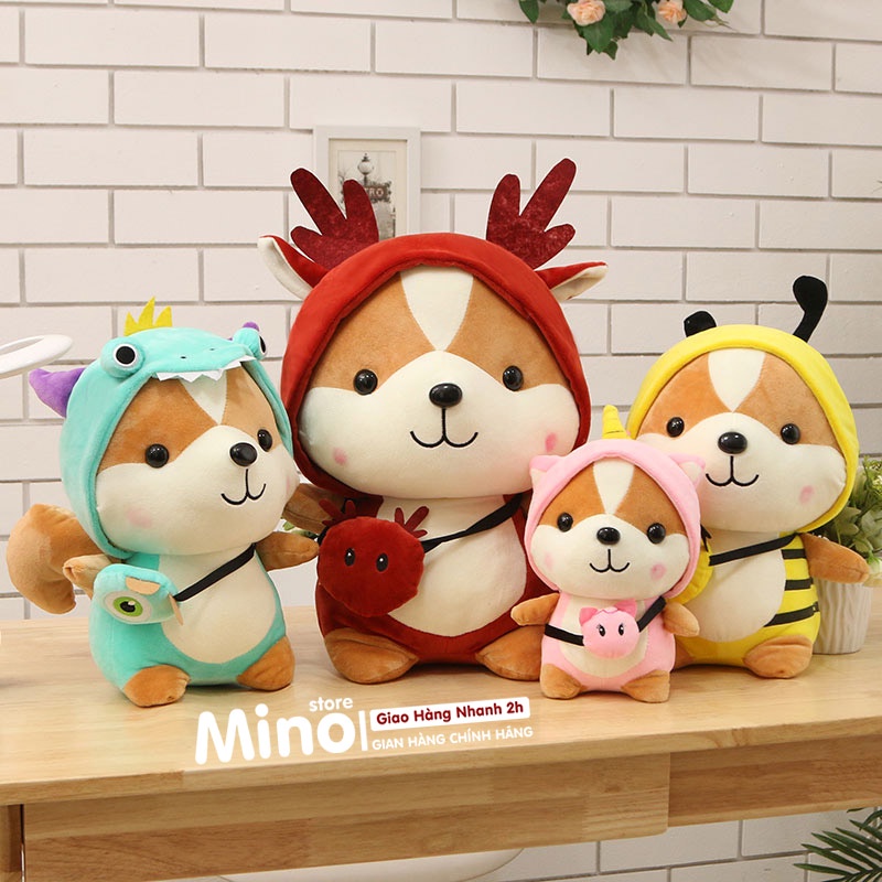 [Mã BMBAU50 giảm 50K đơn 150K] Gấu Bông Chó Shiba Cosplay Hàng Cao Cấp Mềm Mịn Size 25cm MINO STORE TH25