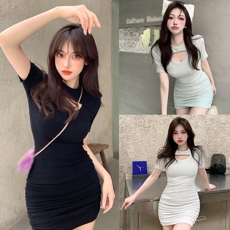 Đầm Tay Ngắn Dáng Ôm Thời Trang Mùa Hè Dễ Phối Đồ Cho Nữ