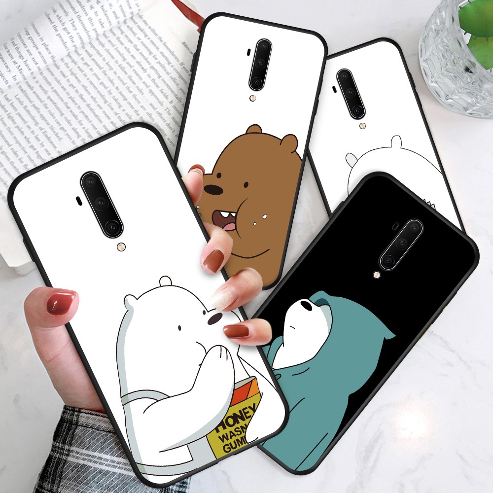 OnePlus 6 7 6T 5 5T 7T Pro One Plus For Soft Case Silicone Casing TPU Cute Cartoon Lovely Brown White Stupid Bear Phone Full Cover simple Macaron matte Shockproof Back Cases