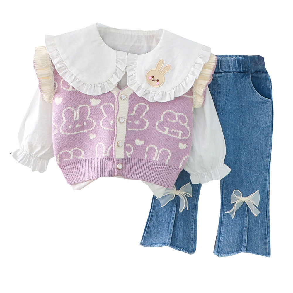 Set Đồ 2 Món Phong Cách Phương Tây Thời Trang Xuân Thu Cho Bé Gái 1-3 Tuổi