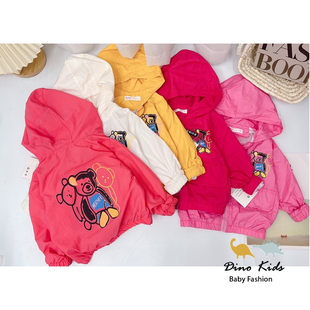 Áo khoác bé gái, bé trai, áo khoác gió 2 lớp anh em nhà gấu siêu xinh cho bé size 10-25kg