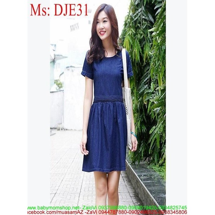Đầm công sở xèo tay con denin mềm sành điệu DJE31