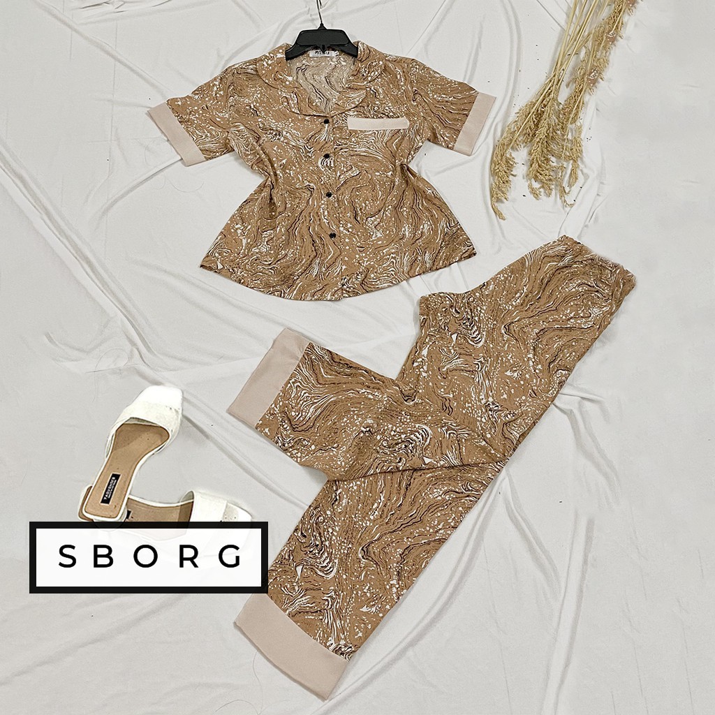 Đồ bộ trung niên SBORG pijama nữ lụa mango hoa nhí mềm mát tay ngắn quần dài có túi bigsize 45-75 kg quà tặng mẹ | BigBuy360 - bigbuy360.vn