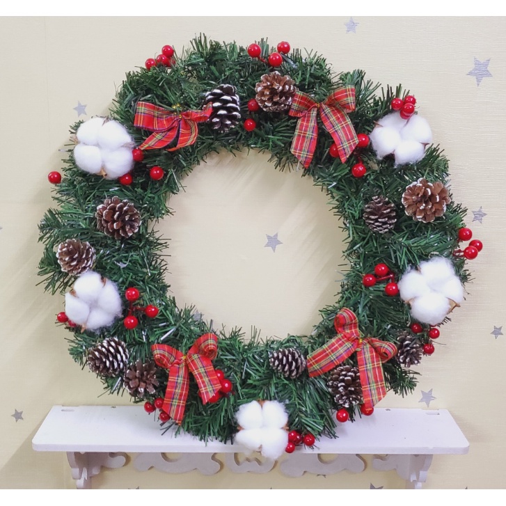 Vòng hoa Noel D01 Vòng Hoa Trang Trí Noel Vòng Nguyệt Quế Giáng Sinh Có Đèn