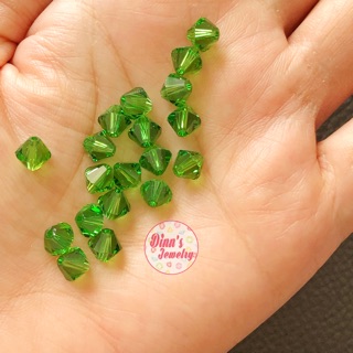 COMBO 9 Hạt Pha Lê Swarovski 5328 - Size 6mm  - Màu 291 Fern Green