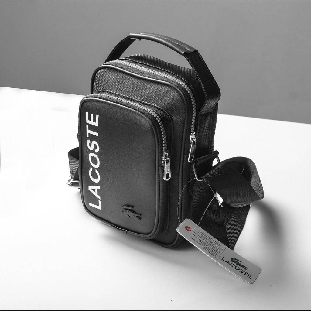 Túi Đeo Chéo IPAD Lacoste New 2022 Chống Thấm | Túi Đeo Đứng LC New 2022 Logo Sắt Full Tag + Túi vải