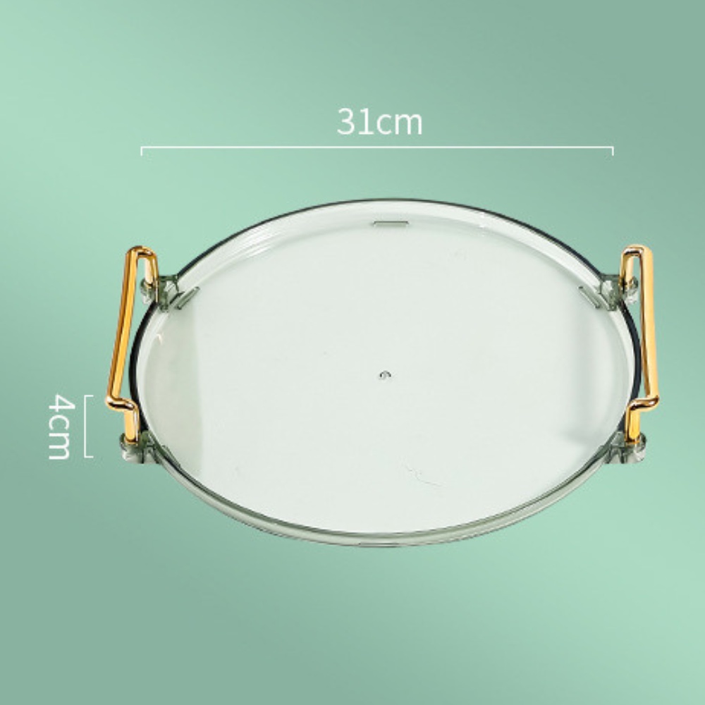Khay Tròn Đĩa Đựng Bánh Kẹo, Khay Đựng Ly Tách Ấm Trà, Khay Mạ Vàng Sang Trọng, Khay Trơn Trang Trí Đẹp