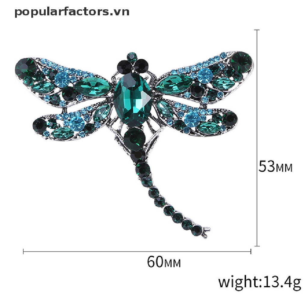 Ghim cài áo hình chuồn chuồn đính pha lê thời trang cho nữ